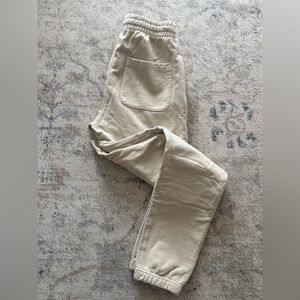 Talentless Sweatpants Joggers Beige Small – Embroidered Logo – Heavyweight